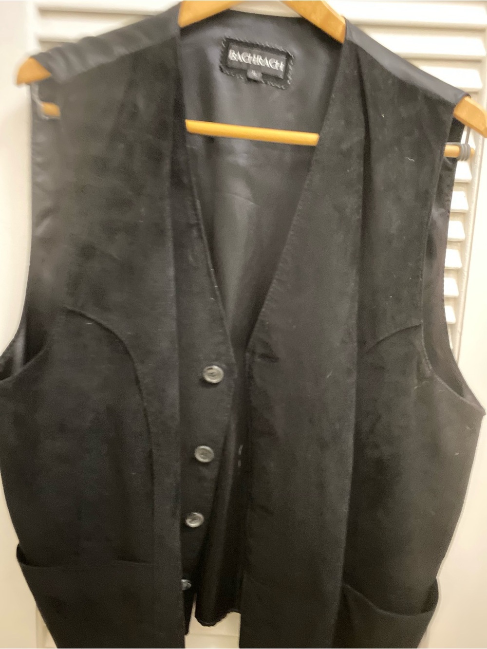 Black Suede Vest Jacket - Sleek Button-Front